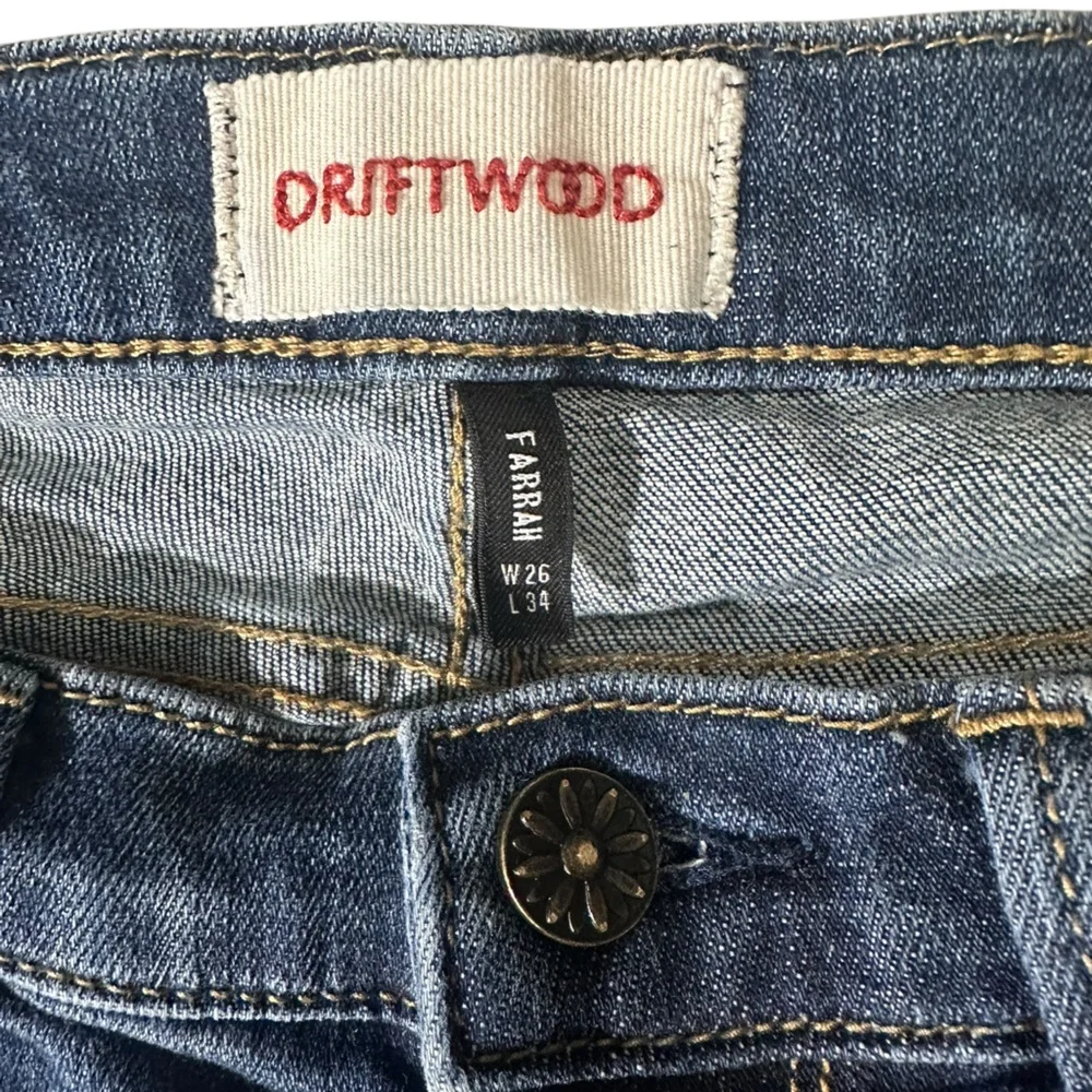DRIFTWOOD Blue Flare Jeans with Floral Embroidery - Picture 5 of 12